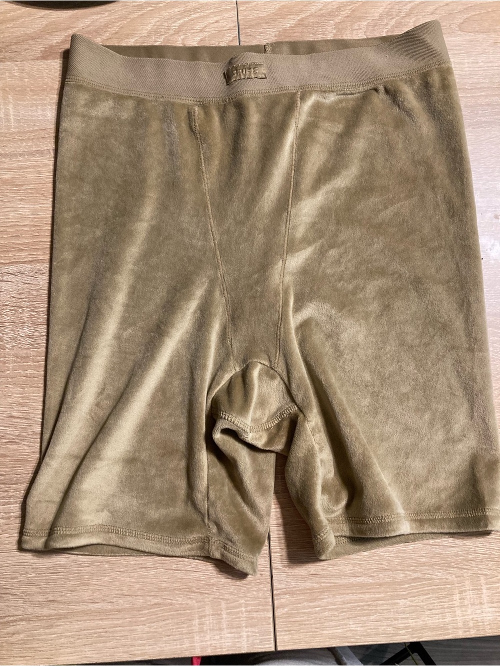 SKIMS Olive-Tone Velvet Bike Shorts